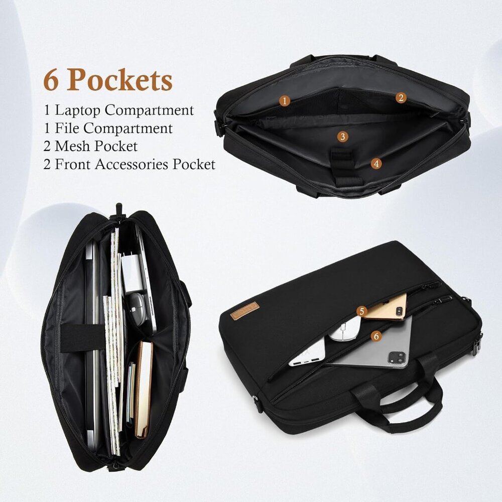 Stylish Nylon Laptop Shoulder Bag with Ample Storage for 15-17.3 inch Models - Picture 4 of 12